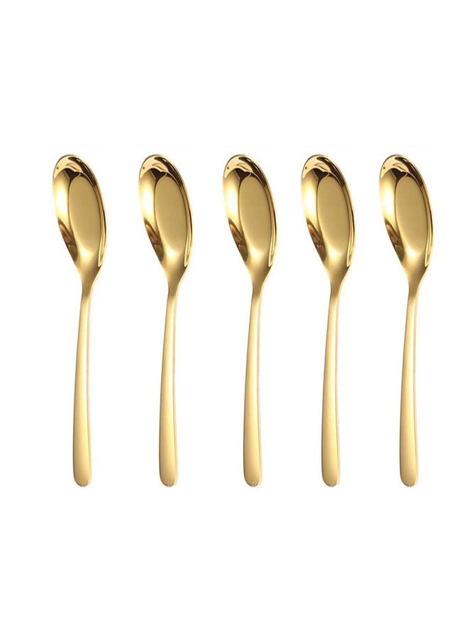 JYYHSF 5 PCS Stainless Steel Mirror Finish Soup & Dessert Spoons for Soup, Rice, Tea, Milk, Coffee & Ice Cream（Golden） - Image 1
