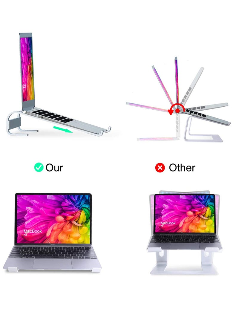 SYOSI Laptop Stand for Desk, Computer Stand Riser for Desk, Ventilated Ergonomic Aluminum Notebook Stand, For MacBook Air Pro Dell XPS HP 11 14 15.6 17.3 Inch,  For HP, Work from Home, Silver - Image 4