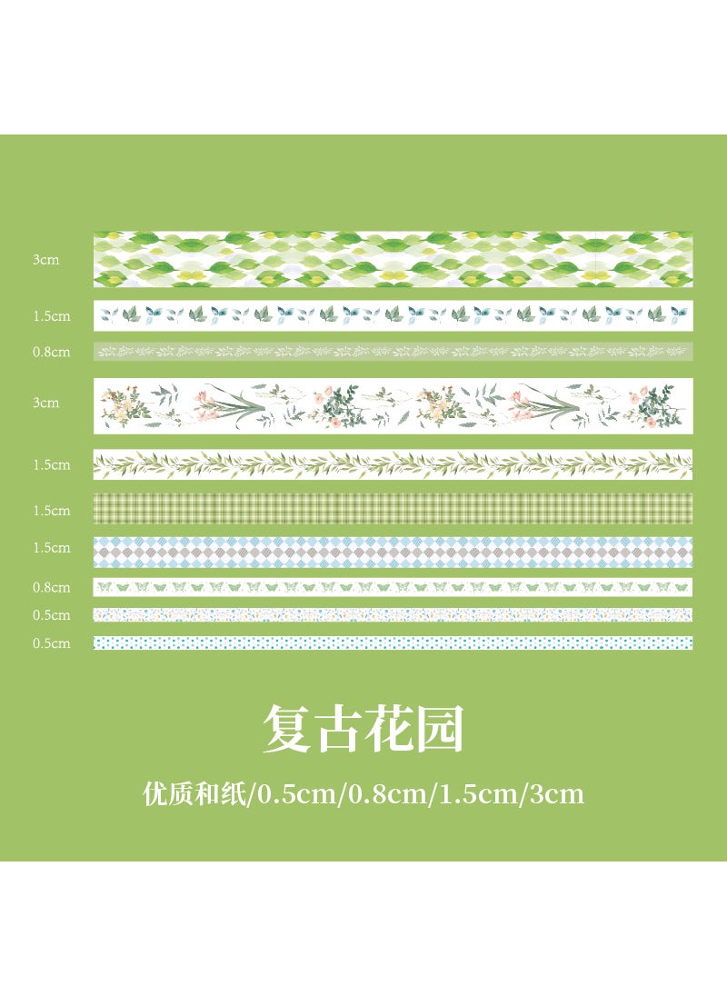 Generic Mr. Paper  Japanese Tape Set, Floral Washi Tapes, 10-Pack Retro Garden 