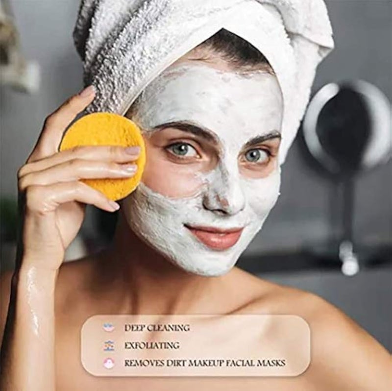 5PCS PVA Face Wash Sponge Cleansing Sponge Makeup Remover Sponge Bath Sponge Wood Pulp Hole Round Shape Soft Skin Care, Easy to Foam and Easy to Absorb - Image 3