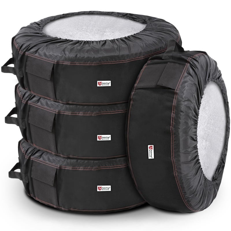 Rosefray Seasonal Tire Totes Spare Tire Cover Portable Winter Wheel Handle for Easy Transportation Fits Tires Tire Diameters 21 to 315 Set of 4 Bags Black