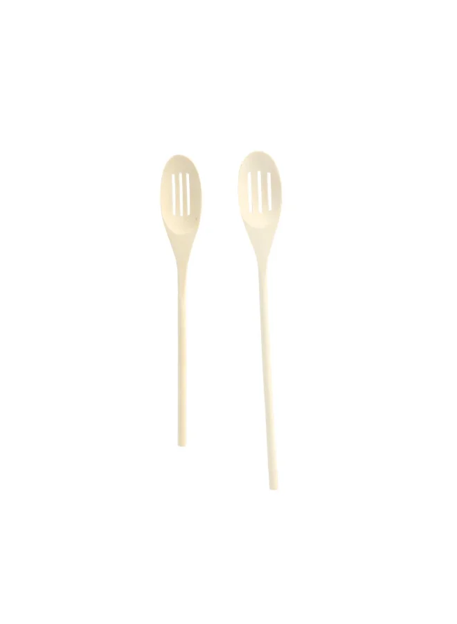 Chef Craft 2-Piece Elegant Design Wooden Slotted Spoon Beige 12/14inch 21322