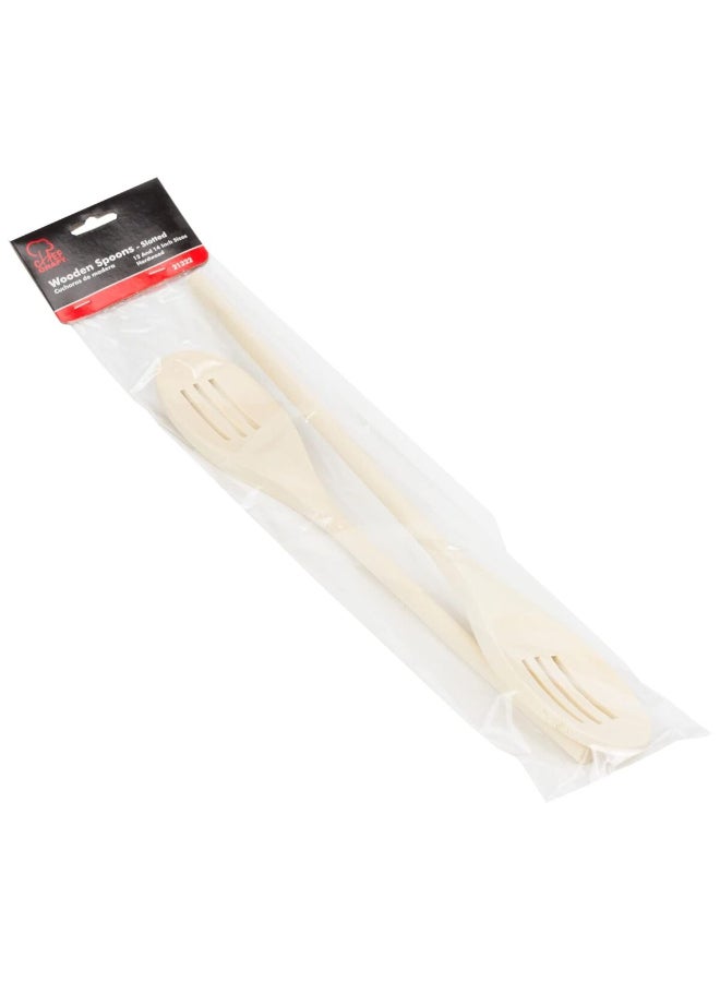 Chef Craft 2-Piece Elegant Design Wooden Slotted Spoon Beige 12/14inch 21322 - Image 4