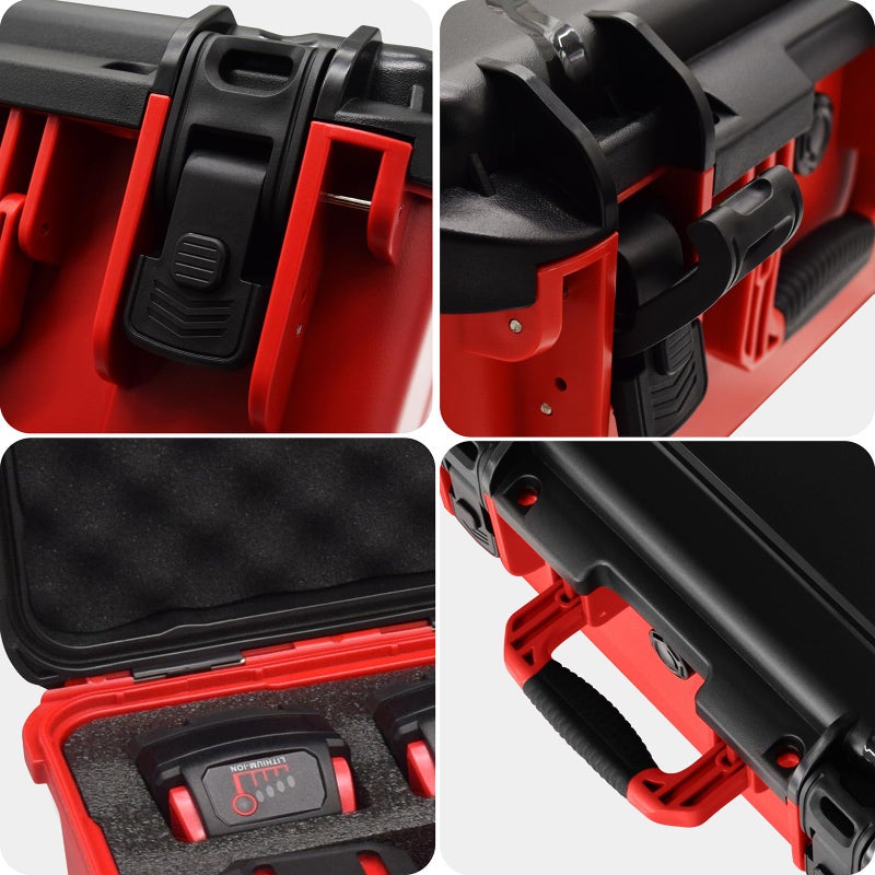 Turokacase Air Compressor Hard Storage Case for Milwaukee M18 Inflator 2848-20 - Waterproof, Dustproof, Shockproof Air Pump Storage Carrying Bag for Milwaukee Tools, Battery & Charger (Black & Red) - Image 5