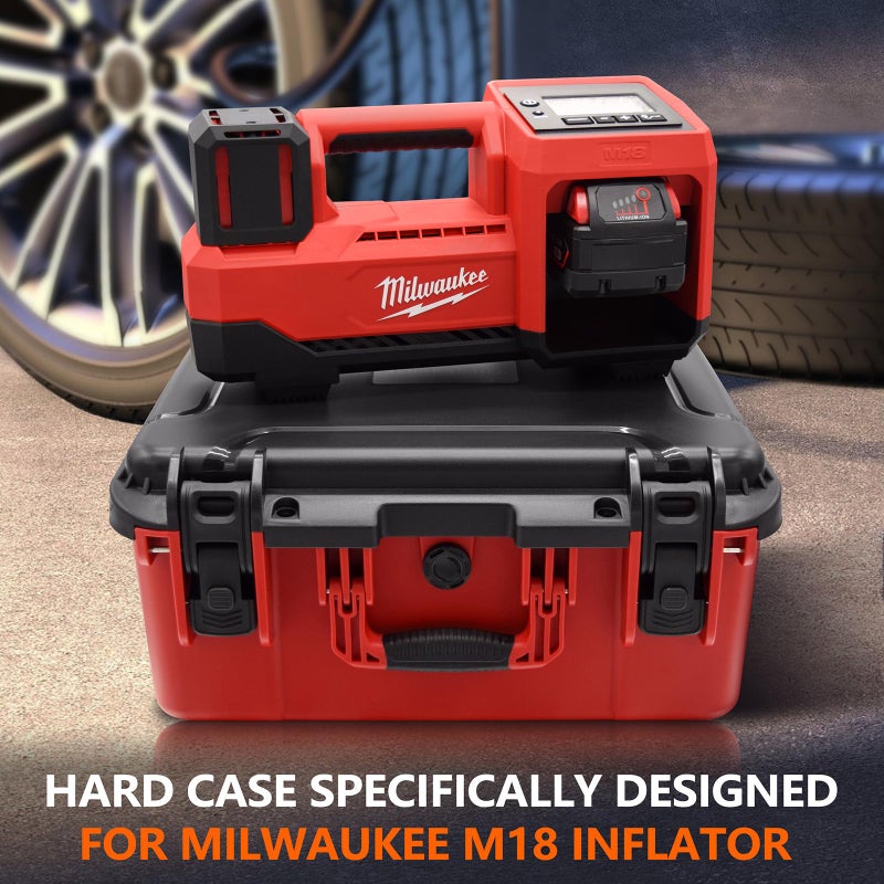 Turokacase Air Compressor Hard Storage Case for Milwaukee M18 Inflator 2848-20 - Waterproof, Dustproof, Shockproof Air Pump Storage Carrying Bag for Milwaukee Tools, Battery & Charger (Black & Red) - Image 2