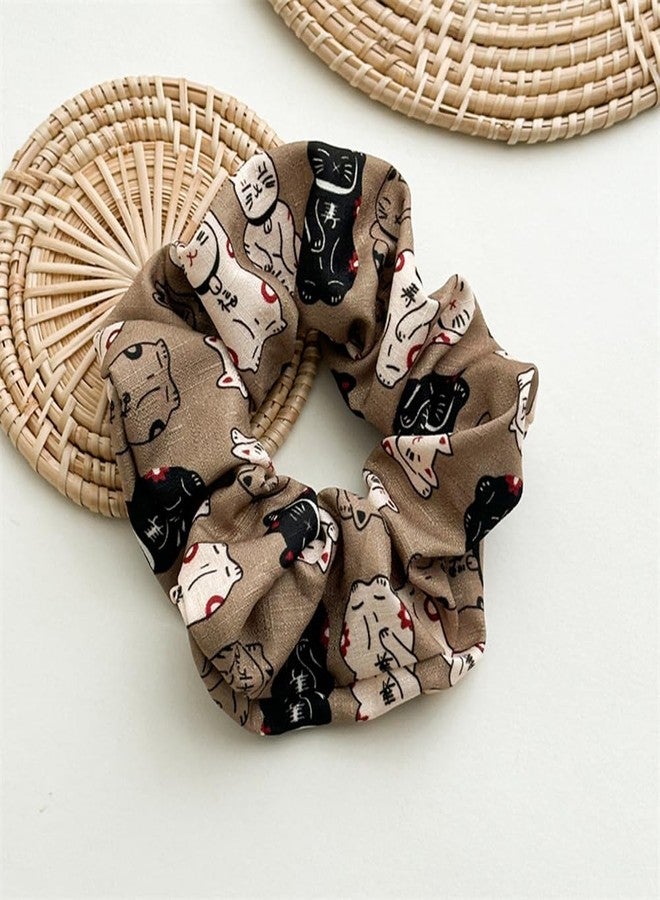 DINPREY 4 Pack Pet gifts Cat scrunchies for Girls Kids Hair Cute Hair Ties Accessories for Women Chiffion Cartoons Scrunchy Hair Bands - Image 3