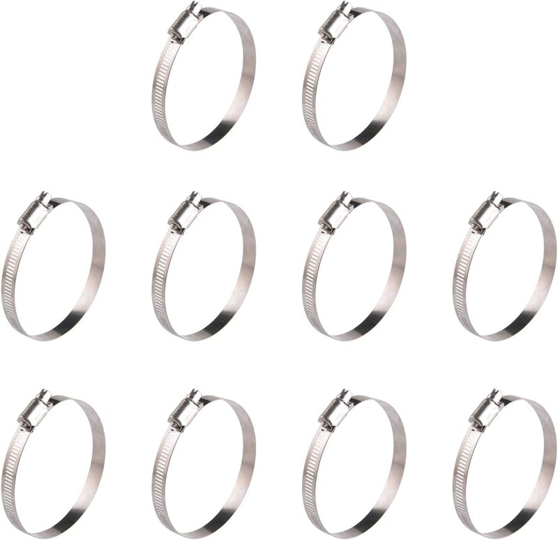 WIN-LONG Stainless Steel 2.5'' Hose Clamps, 10PK SAE 40 Worm Gear Hose Clamps Adjustable 2 Inch-3 Inch (51-76mm) for Automotive Plumbing, 2 1/2'', 2 3/4’’, 2 1/4'' Hose Clamps - Image 1