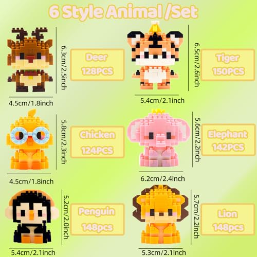 CHHOEAV 6 Pack Cute Mini Animal Building Blocks Toys for Kids Easter Egg Fillers Valentines School Classroom Exchange Party Favors Gifts for Boys Girls Age 612 - Image 5