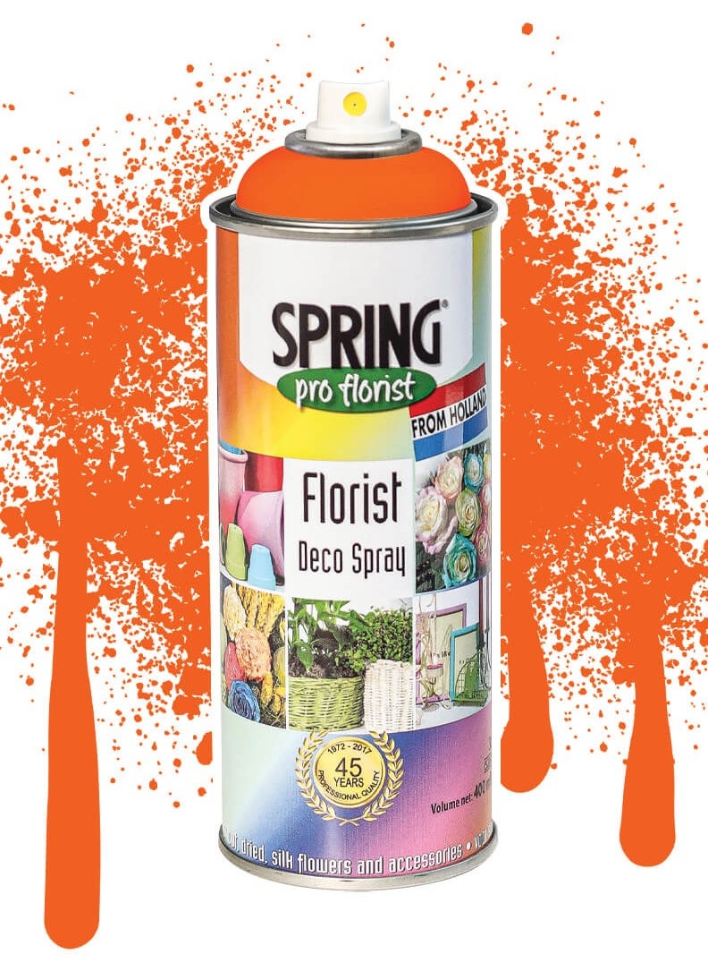 SPRING Spring Color Spray Fluor Orange, 400ml, High-Quality Floral Spray for Fresh or Artificial Flowers 