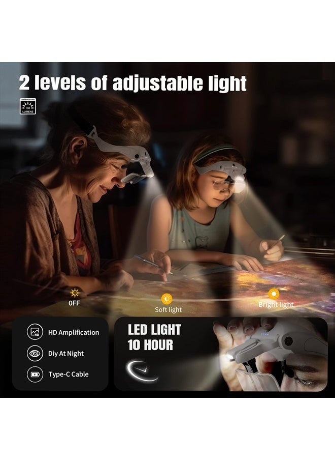 ARTDOT Magnifying Glasses with Light for Diamond Art Kits,5 Replaceable Lenses for Magnifier with 4 LED Lights and Adjustable Brightness for Diamond Painting Accessories and Reading Close Work  - Image 3