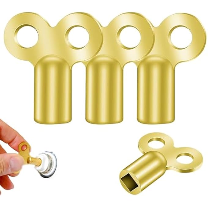 RADIATOR PLUMBING BLEED BLEEDING KEY KEYS SOLID BRASS VENT VENTING AIR VALVE WITH 4 STAINLESS STEEL KEY RING FOR VENTING AND BLEEDING RADIATORS (PACK OF 4) - Image 1