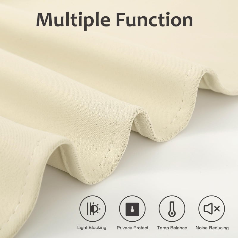 WdFour Side Door Curtains for Door Window  Room Darkening Solid Color Door Window Covering for Glass Door  Front Door Sidelight Curtain Tie up Shade 12W x 70L Inch Beige 1 Panel - Image 4