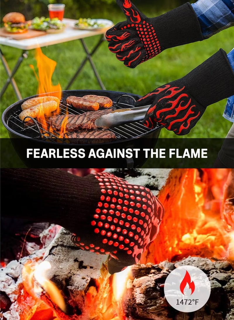 DBLEW BBQ Heat Resistant Gloves Silicone Non-Slip Oven Mitts for Cooking, Grilling, Baking, Welding & Camping - Image 3