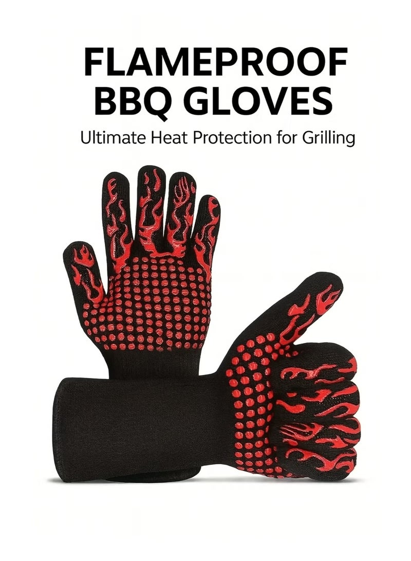 DBLEW BBQ Heat Resistant Gloves Silicone Non-Slip Oven Mitts for Cooking, Grilling, Baking, Welding & Camping - Image 2