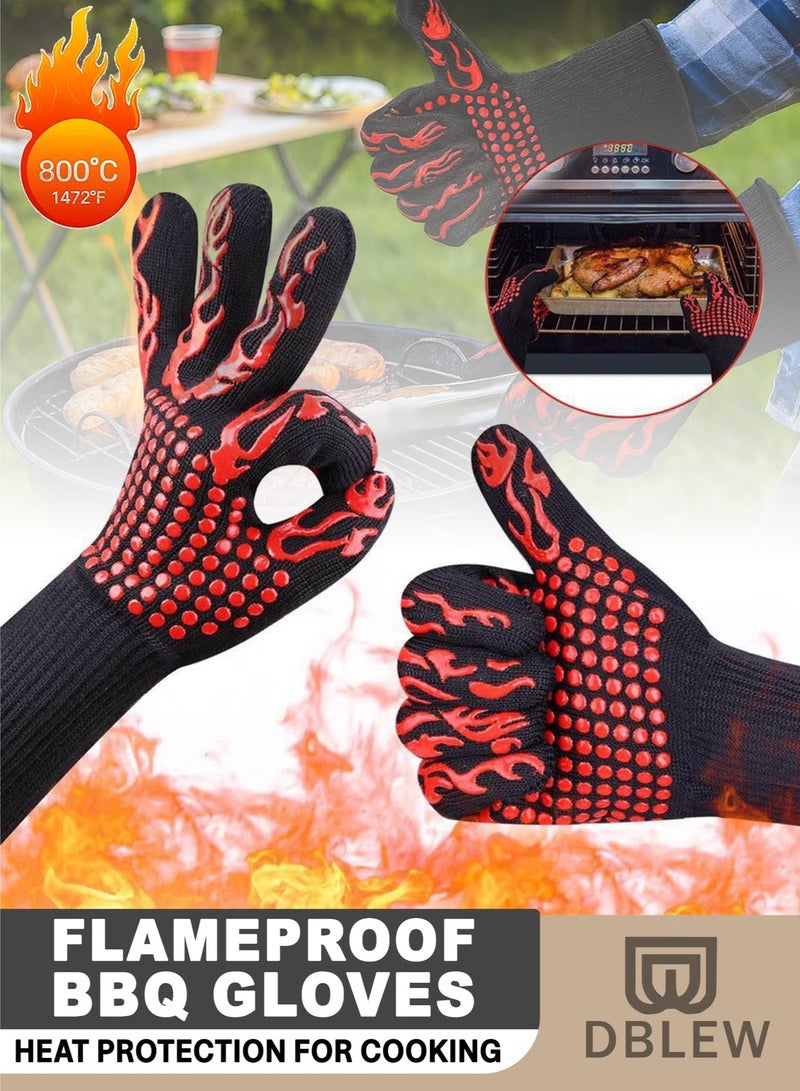 DBLEW BBQ Heat Resistant Gloves Silicone Non-Slip Oven Mitts for Cooking, Grilling, Baking, Welding & Camping - Image 1