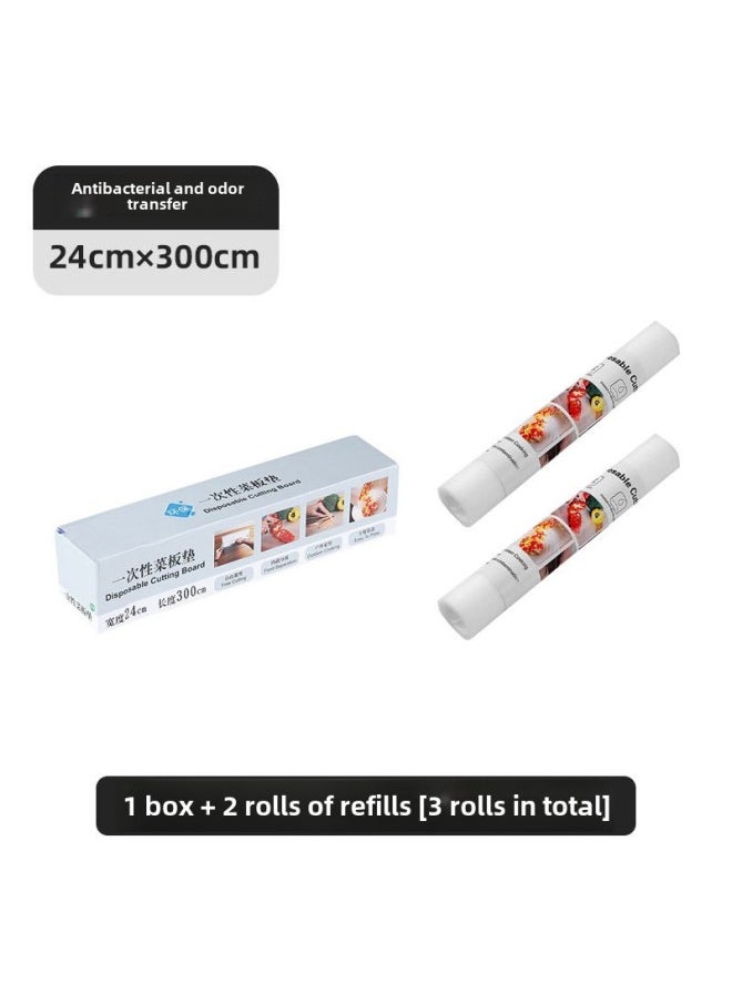Generic Disposable Cutting Board Pe Pad Anti-skid Antibacterial Kitchen Cutting Board Meat Cutting Paper Outdoor Plate Vegetable Cutting Chopping Board Supplementary Food Sticking Board-Color:Default Items-Specifications:1 Box + 2 Rolls Of Refills  - Image 1