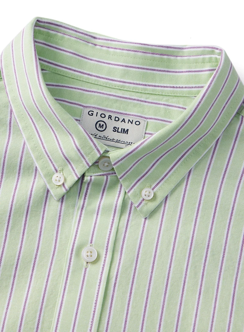GIORDANO Men's  Shirt with Small Lion Embroidery Multicolour