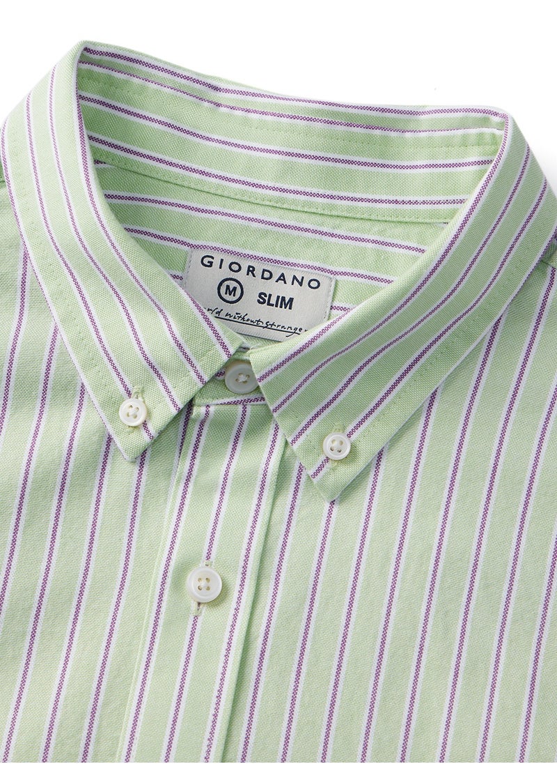 GIORDANO - Men's  Shirt with Small Lion Embroidery Multicolour - Image 1