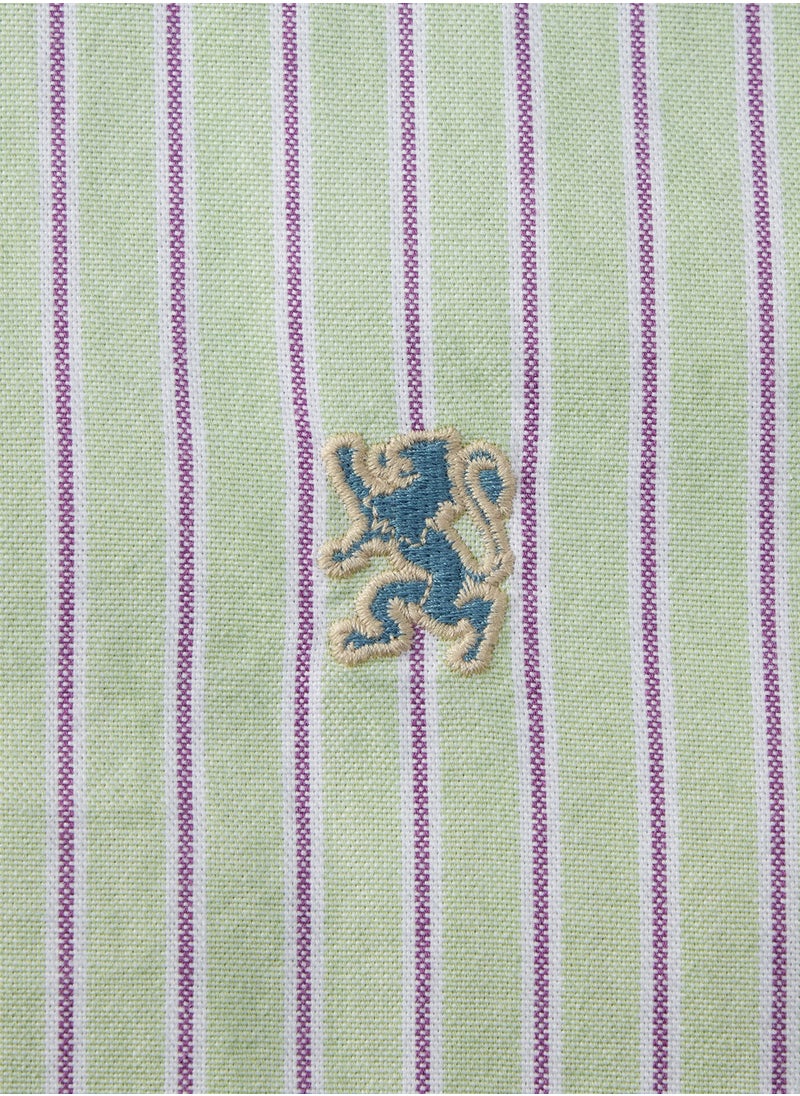 GIORDANO - Men's  Shirt with Small Lion Embroidery Multicolour - Image 1