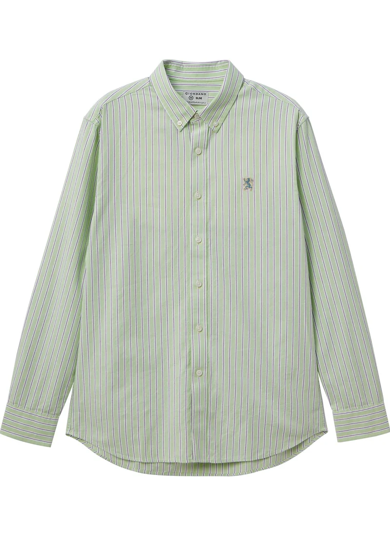 GIORDANO Men's  Shirt with Small Lion Embroidery Multicolour