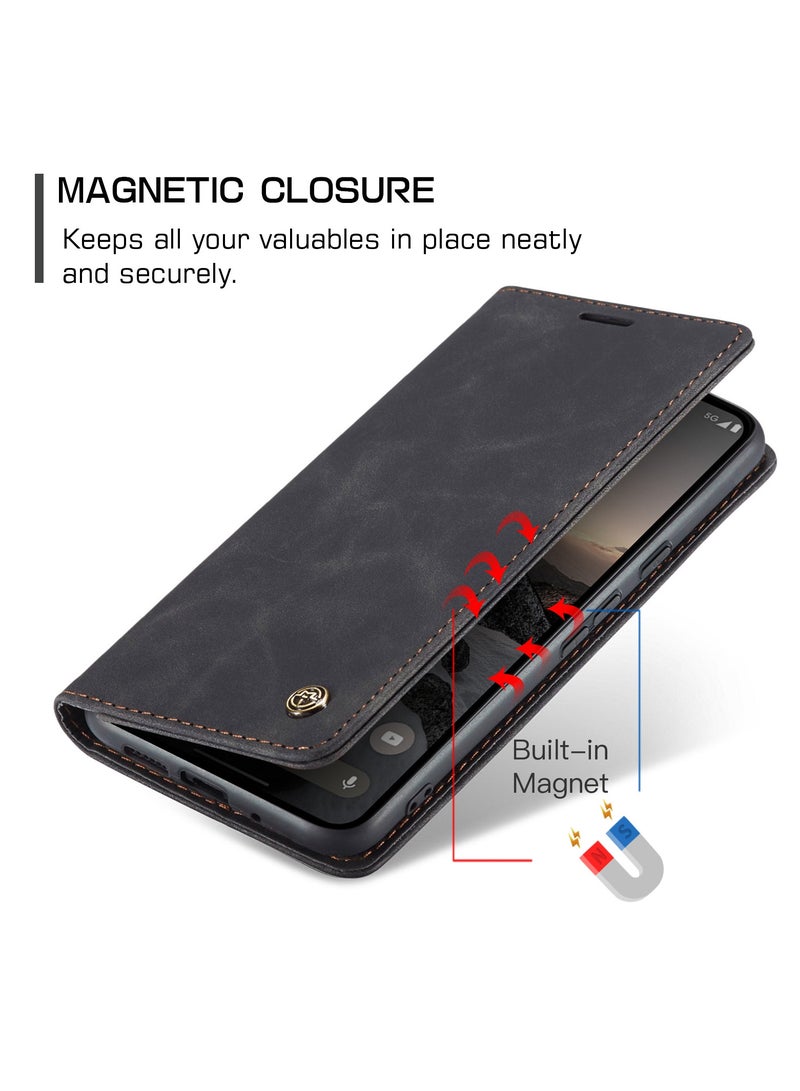 كيس مي جراب جلدي جراب حماية قابل للطي مع مسند مغناطيسي وفتحات للبطاقات جوجل بيكسل 9/9 برو - اسود - Image 4