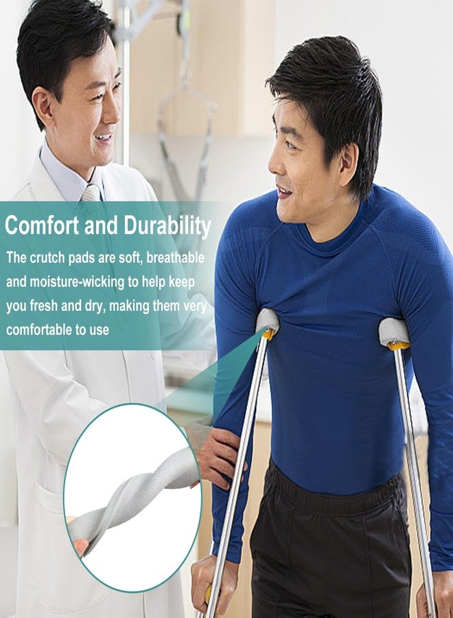 Bcautay Replacement Crutch Pads 6 Pieces Crutch Accessory Replacement Kit with Armpits Hand Grips Covers Crutch Hand Grip and Crutch Tips for Standard Aluminum Crutches (Gray) - Image 4