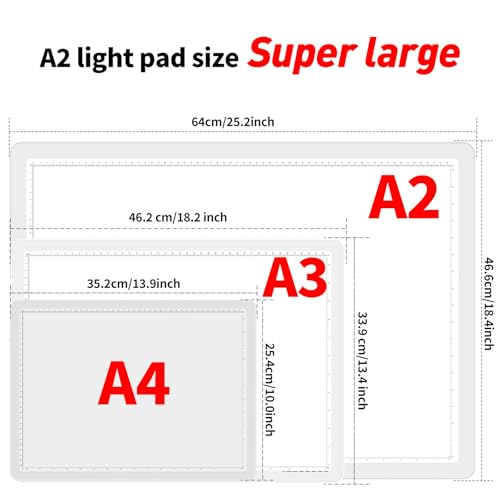 TOHETO A2 Light Pad 25.2''x18.4'', Large Magnetic LED Light Board for Diamond Painting, 3-Color Modes Light Box for Tracing, 6-Level & Stepless Dimmerable Diamond Art Light Table for Drawing,Sketching - Image 2