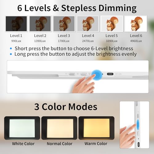 TOHETO A2 Light Pad 25.2''x18.4'', Large Magnetic LED Light Board for Diamond Painting, 3-Color Modes Light Box for Tracing, 6-Level & Stepless Dimmerable Diamond Art Light Table for Drawing,Sketching - Image 4