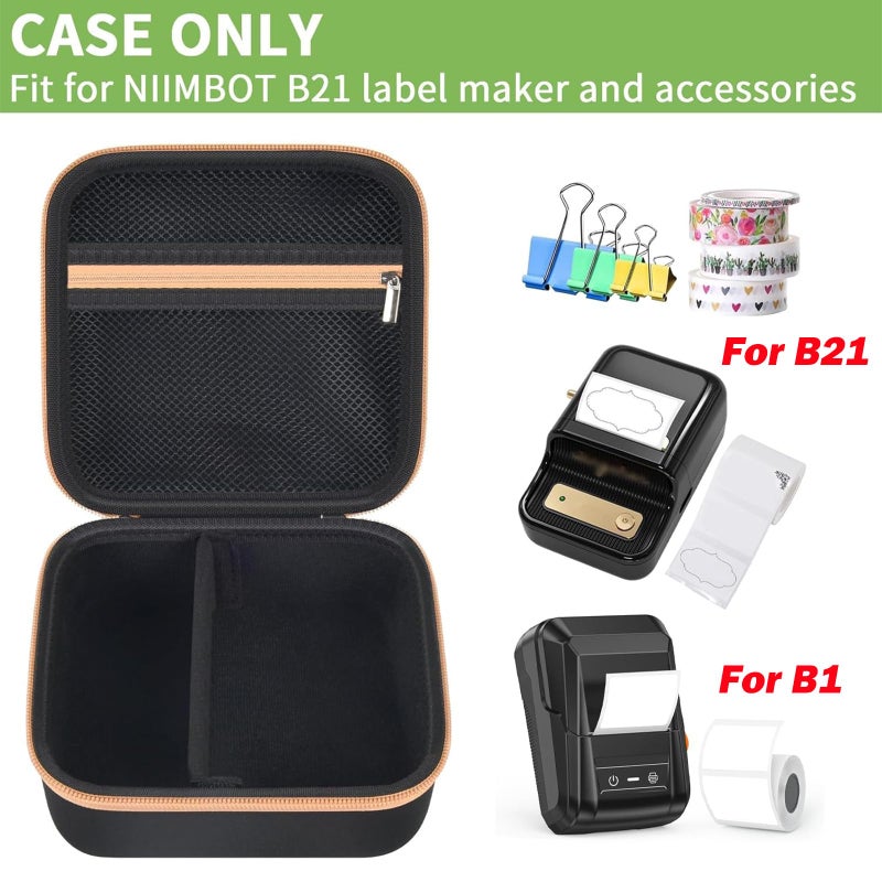 ALKOO Case Compatible with NIIMBOT B21 / B1 Label Maker Wireless Thermal Label Printer, Holder for Inkless Label Maker & Labeling Tapes Refills, with Mesh Pocket for Cable Accessories (Black) - Image 2
