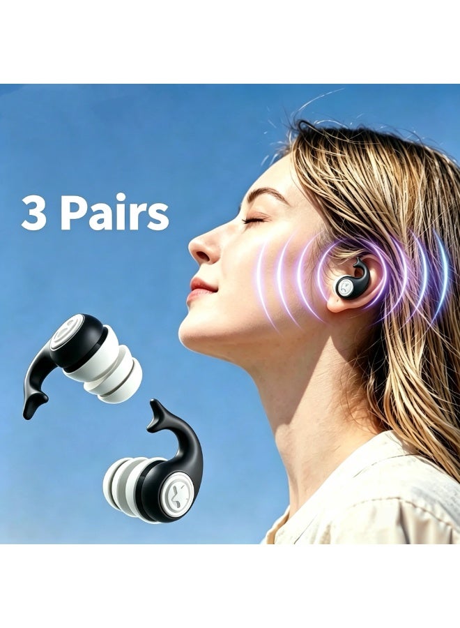 Sellcy 3 Pairs Reusable Silicone Ear Plugs, Noise Reduction Earplugs for Sleeping Swimming Travel - Image 1