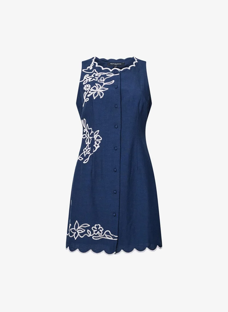 French Connection  Women's New Navy/Porcelain Calissa Cotton Blend Mini Dress for Women | Best Price UAE