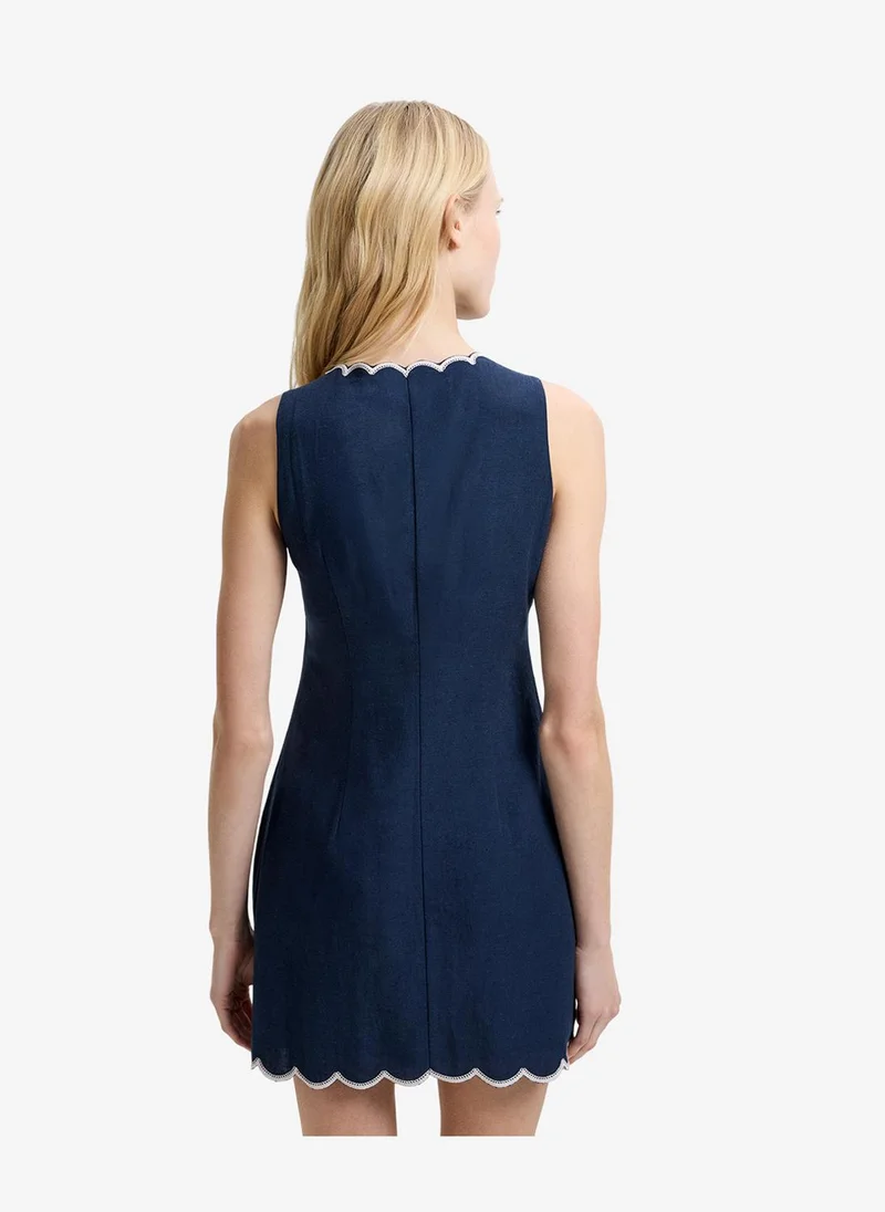 French Connection  Women's New Navy/Porcelain Calissa Cotton Blend Mini Dress for Women | Best Price UAE