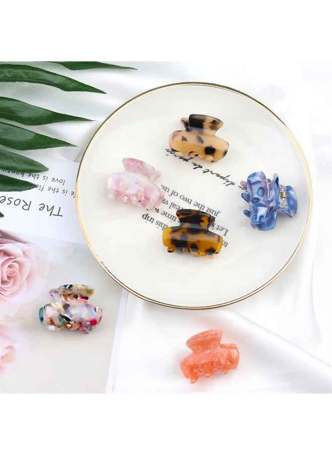 Messen 6 PCS Small Hair Claw Clips 1.4 Inch Tortoise Claw Clips for Women Girls Mini Size Leopard Print Acrylic Hair Claws French Design Jaw Clips Non-Slip Strong Hold Hair Clips Hair Grip Catch Barrette 