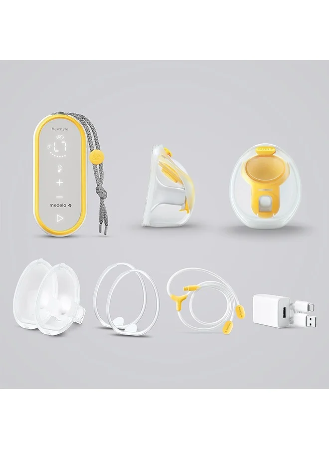 Medela Freestyle Double Electric Wearable Breast Pump, Ultra-Lightweight, Portable Hands-Free Built-in Rechargeable Battery (2 hrs) with App connectivity - 150ml