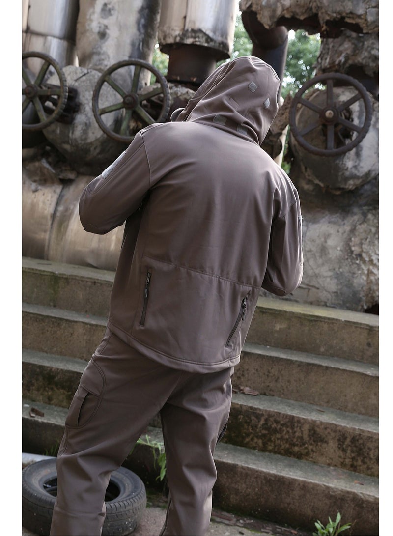 NIBEMINENT Men's Outdoor Waterproof Soft Shell Hooded Jacket  - Image 3