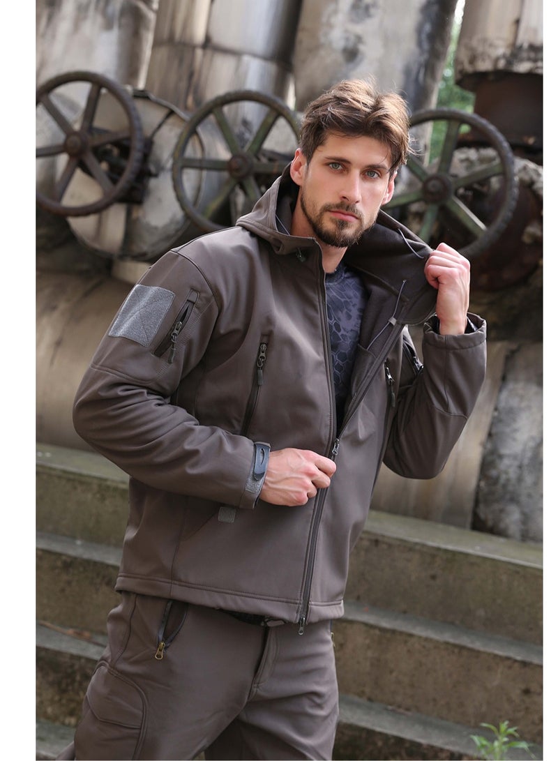 NIBEMINENT Men's Outdoor Waterproof Soft Shell Hooded Jacket  - Image 1