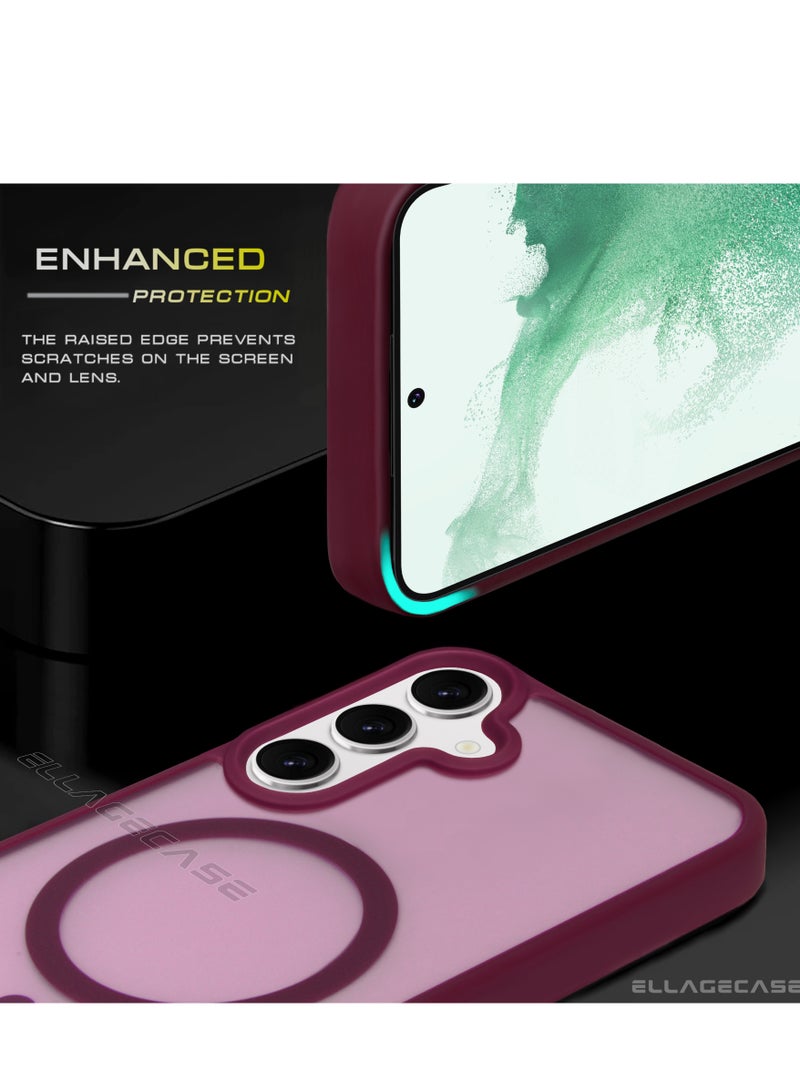 ELLAGECASE Burgundy Stylish Case for Samsung Galaxy S24 Plus, Solid Camera Protection, Shockproof, Enhanced Protection, Compatible with MagSafe and Wireless Charging - Image 3
