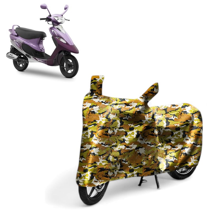 FAVY Waterproof Bike Cover Compatible with TVS Scooty Pep Plus | Dust Proof & UV Protection Scooty Cover | Wind Proof Elastic Bottom Two Wheeler Cover, Camouflage - Image 1