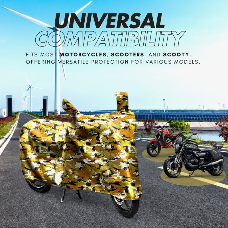 FAVY Waterproof Bike Cover Compatible with TVS Scooty Pep Plus | Dust Proof & UV Protection Scooty Cover | Wind Proof Elastic Bottom Two Wheeler Cover, Camouflage - Image 3