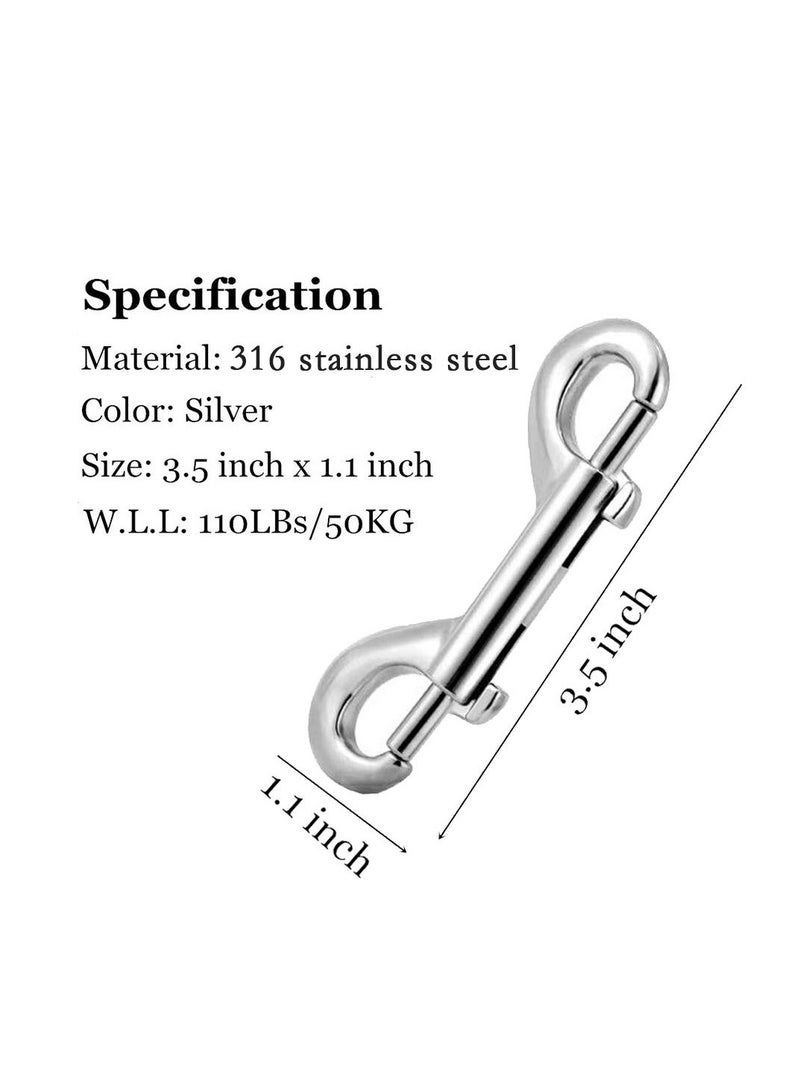 Excefore خطافات سناب مزدوجة النهاية، مشابك مشغلة ثقيلة من الفولاذ المقاوم للصدأ للاستخدام مع دلو الماء/طوق الكلب/دلو طعام الحيوانات الأليفة/أرجوحة الحيوانات الأليفة وأكثر، عبوة من 6 (3.5 إنش) - Image 2