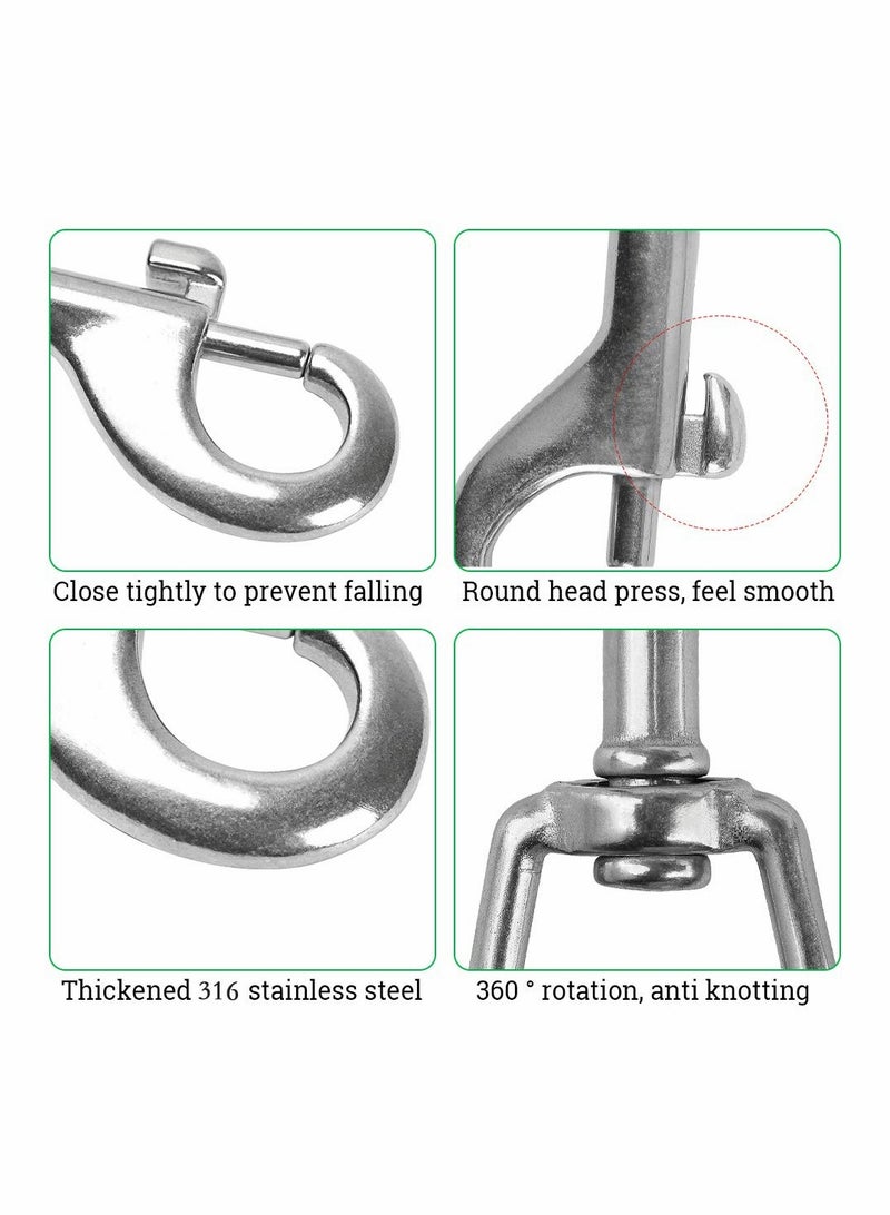 Excefore خطافات سناب مزدوجة النهاية، مشابك مشغلة ثقيلة من الفولاذ المقاوم للصدأ للاستخدام مع دلو الماء/طوق الكلب/دلو طعام الحيوانات الأليفة/أرجوحة الحيوانات الأليفة وأكثر، عبوة من 6 (3.5 إنش) - Image 3