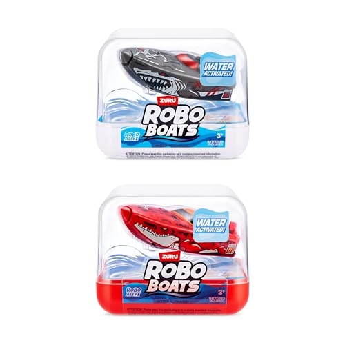 Robo Alive Robo Boats, White Shark & Dino Shark, 2 Pack, by ZURU, Water Activated Boat Toy, (Amazon Exclusive) - Image 2
