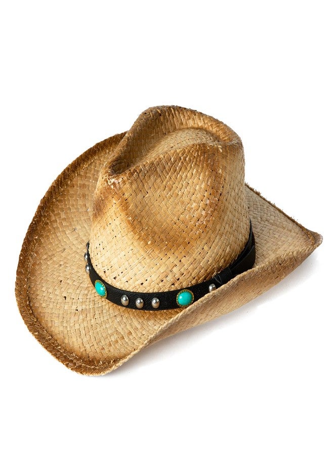 Comhats Cowboy Hats for Men Western Style Round Up Straw Beach Hat Fedora Shapeable Brim Khaki Brown X-Large XL - Image 1