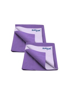 Bumtum Baby Dry Sheet Waterproof Soft Fleece Baby Bed Protector ; Antibacterial & Odour Free ; Extra Absorbant Reuseable & Washable (Lilac Small Size 50 * 70Cm Pack Of 2)  - Image 2
