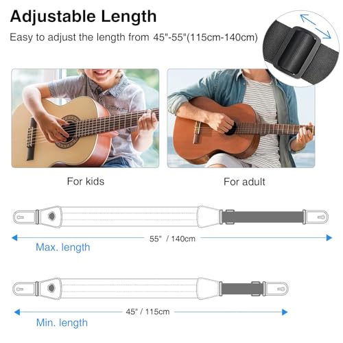 LEKATO Bass Guitar Straps for Electric Guitar & Bass 3" Wide Padded Straps Adjustable Length from 45" to 55" Bass Guitar Strap with Pick Holder 2 Safety Strap Locks & 6 Picks - Image 5
