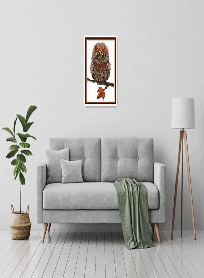Amiiba Stamped Cross Stitch Kits, Little Owl Cute Animal Autumn Scene DIY 11CT 9.4x11 inch (Owl) - Image 2