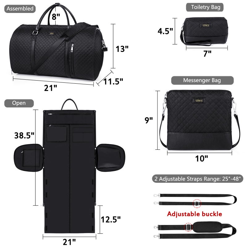 TIBES Convertible 2-in-1 Garment Bags for Travel, Carry On Garment Duffle Bag With Shoe Compartment Large Weekender Bag for Women Men Hanging Suitcase Suit Travel Duffel Overnight Bags 4pcs Set - Image 5