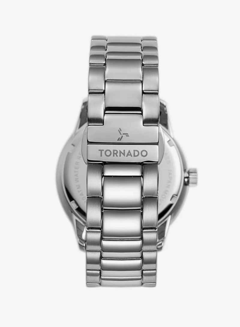 Tornado Deep Blue Sunburst Dial Men's  Solid Stainless Steel,Brushed Outer Links, Polished Center Links 3H with day-date Display Watch T23001-SBSN - 43mm mm for Men | Best Price UAE