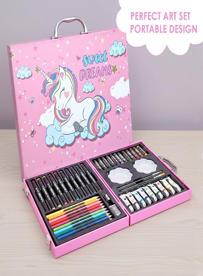 KARP 49Pcs Unicorn Print Children Deluxe Art Drawing Set Art and Craftmini Suitcase, Drawing and Painting Set Best for Birthday Gift for Boys Girls Children - Image 3