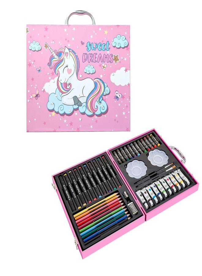 KARP 49Pcs Unicorn Print Children Deluxe Art Drawing Set Art and Craftmini Suitcase, Drawing and Painting Set Best for Birthday Gift for Boys Girls Children - Image 1